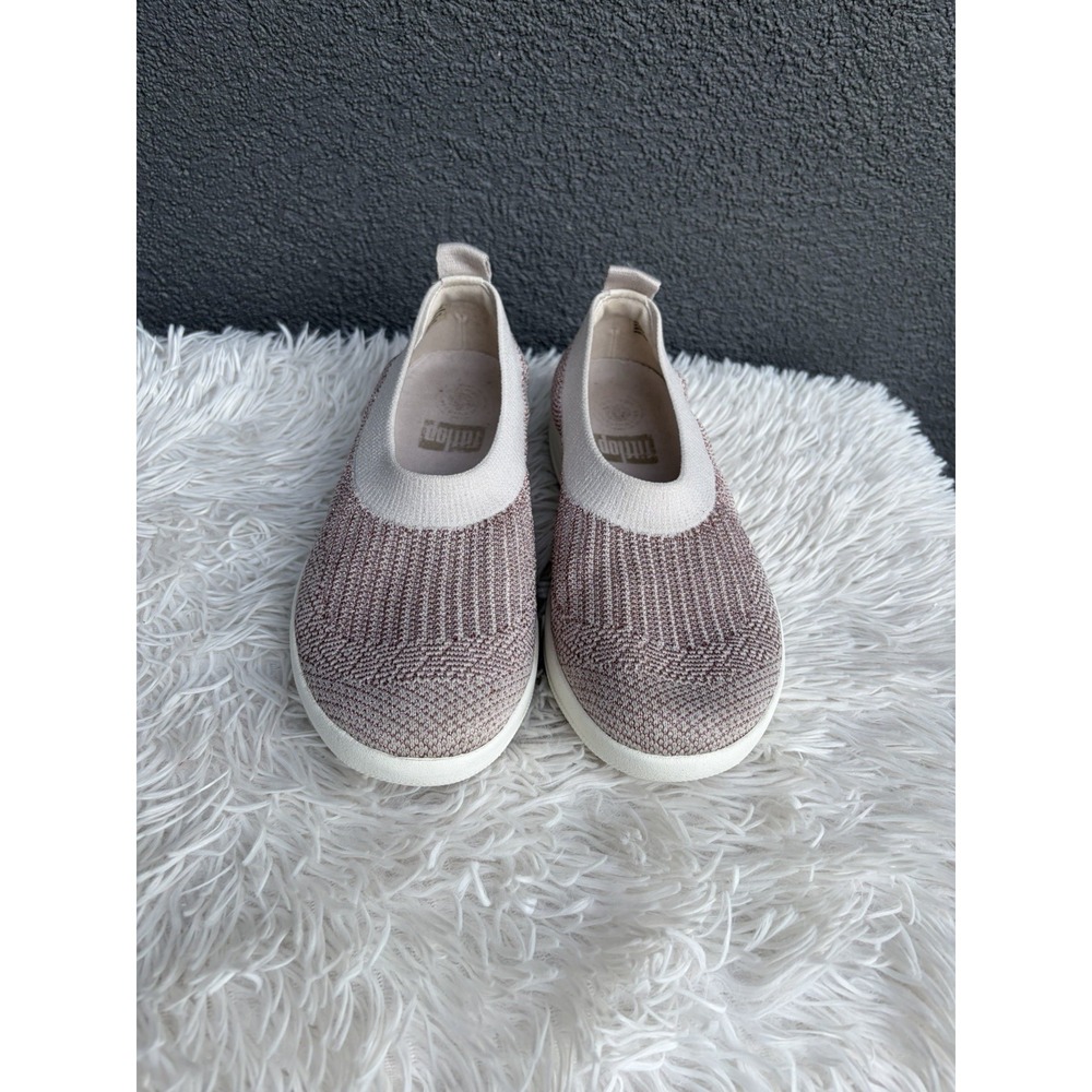 FitFlop Uberknit Loafers Women's Size 7.5 Pink Silver Slip On Ballet Flat Shoes